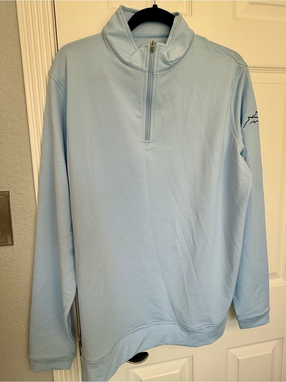 New w/tag, Peter Millar Pale Blue Quarter‑Zip Pullover